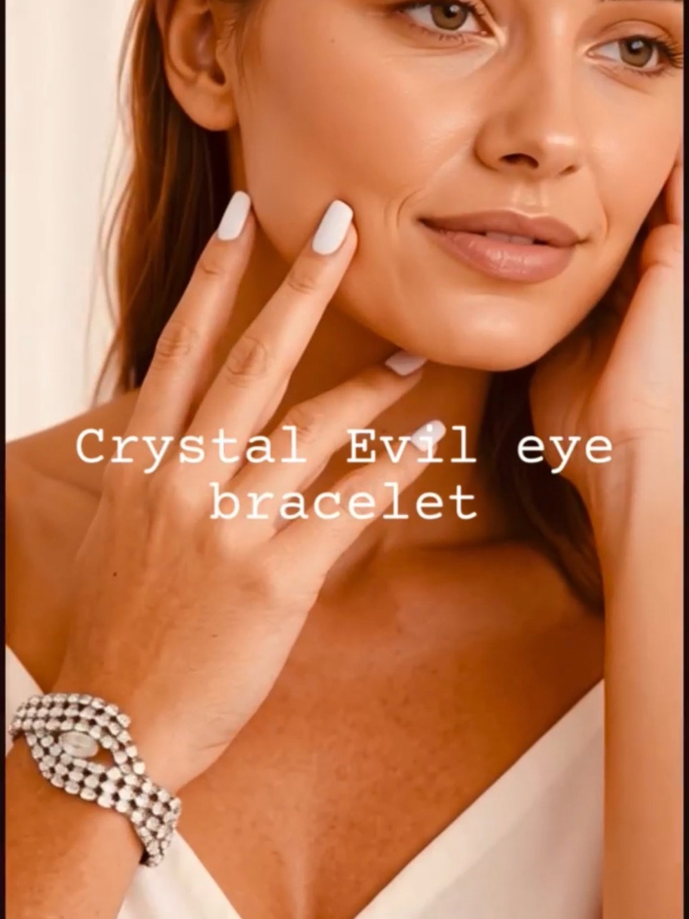 Crystal Evil Eye Bracelet - Silver Crystal Strand
